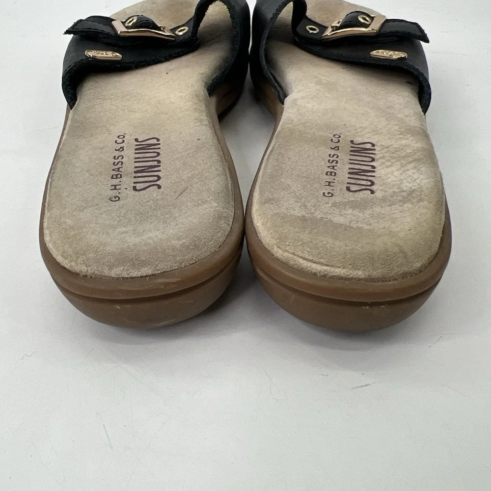 Vintage GH Bass Sunjuns Sandals Women Size 9 Black Classic Leather Comfort